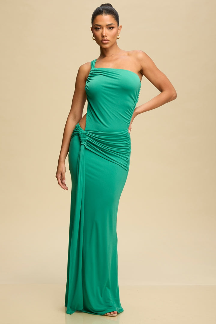 One Shoulder Slinky Maxi Dress S / Green One Shoulder Slinky Maxi Dress S / Green