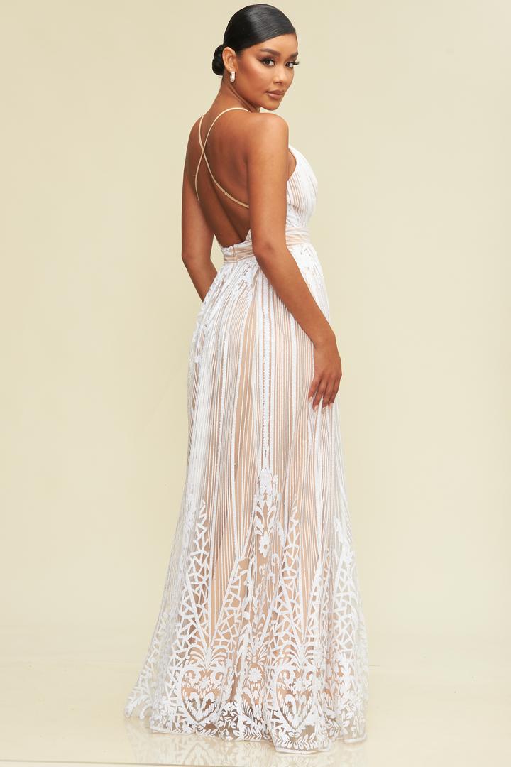 Sequin Border Maxi Gown Dress