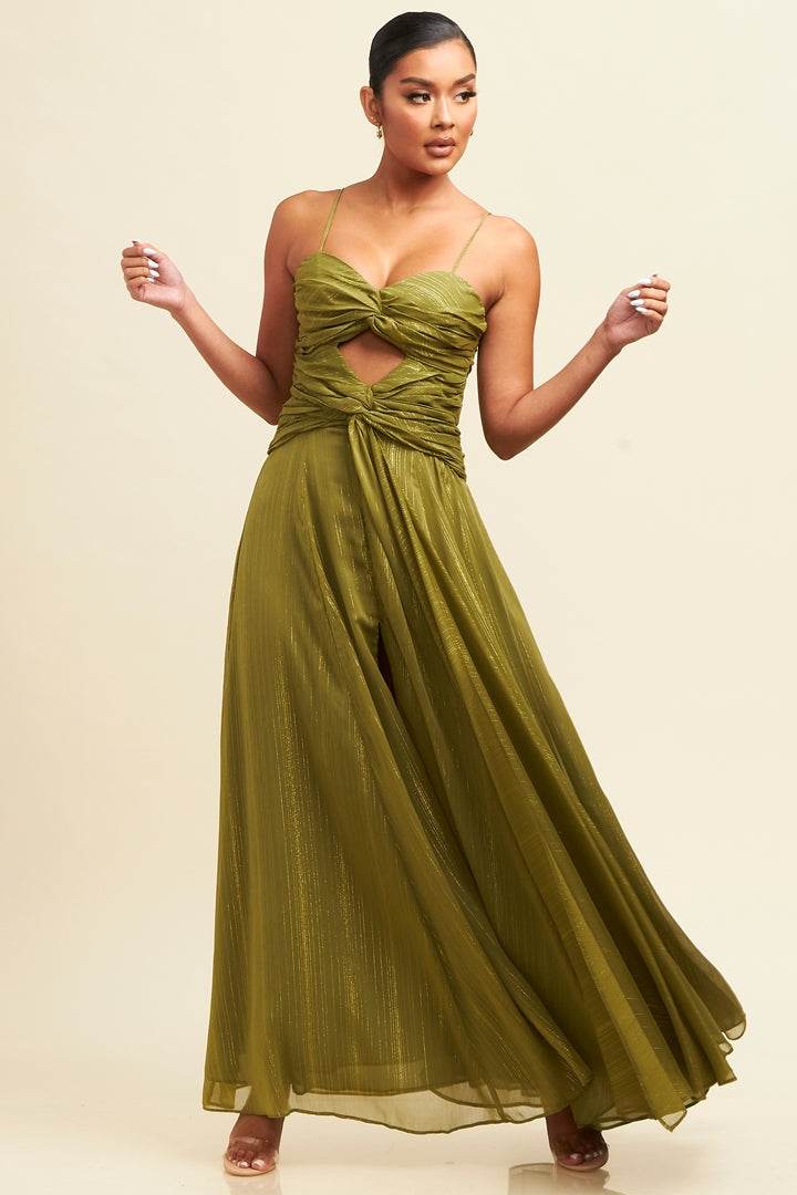 Lurex Shirred Maxi Gown