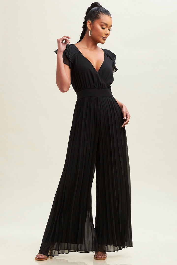 Pleated Chiffon Jumpsuit-JUMPSUIT