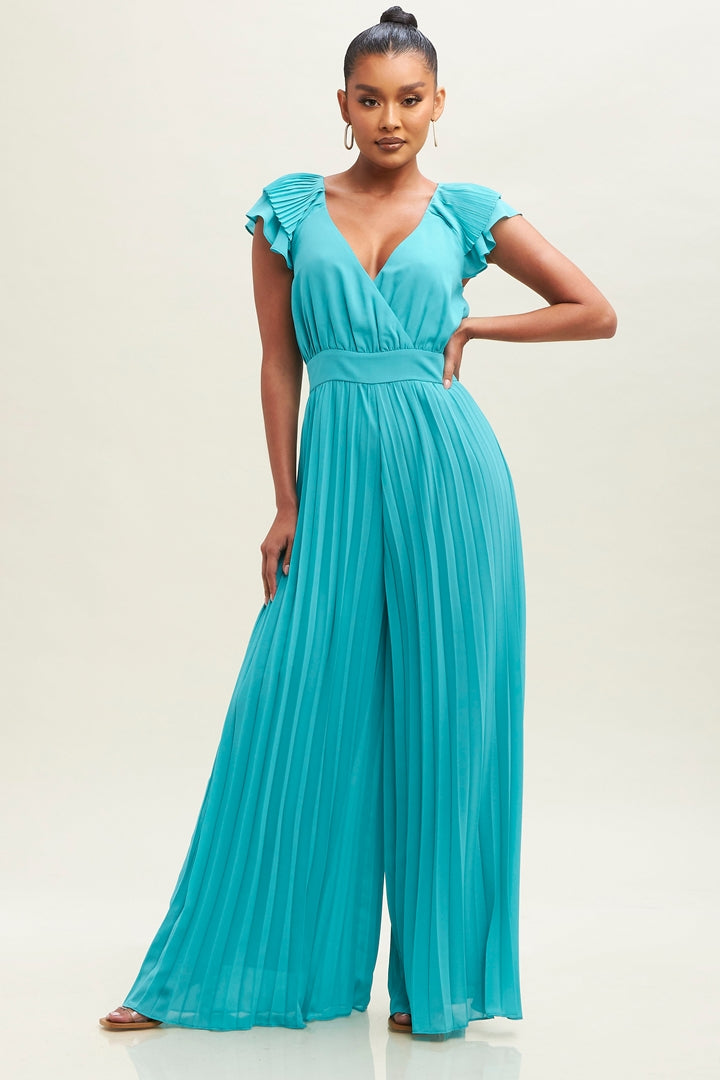 Pleated Chiffon Jumpsuit-JUMPSUIT