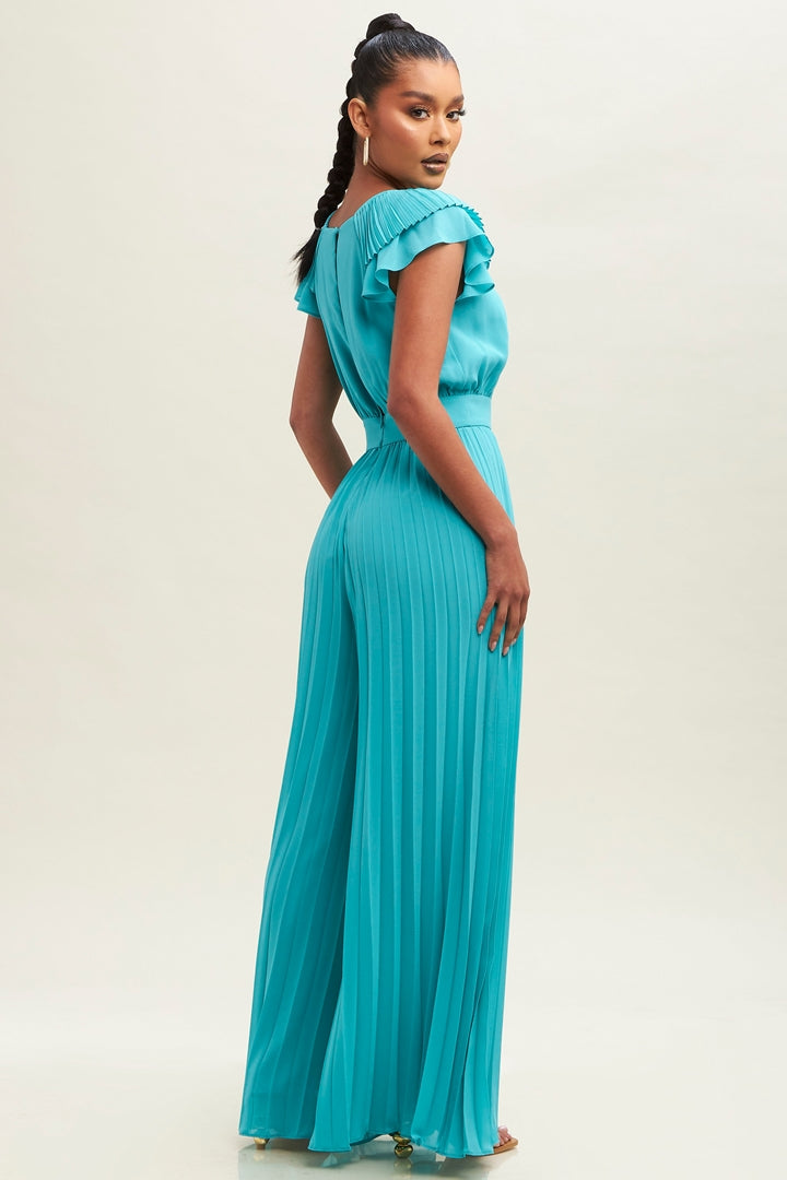 Pleated Chiffon Jumpsuit-JUMPSUIT