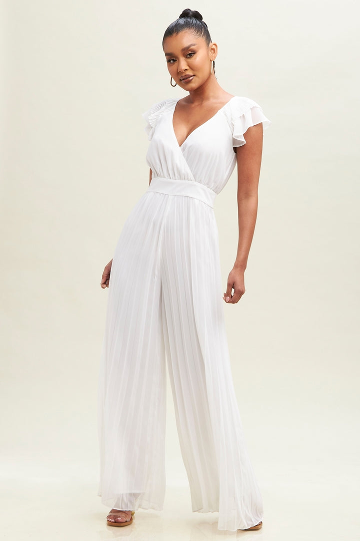 Pleated Chiffon Jumpsuit-JUMPSUIT