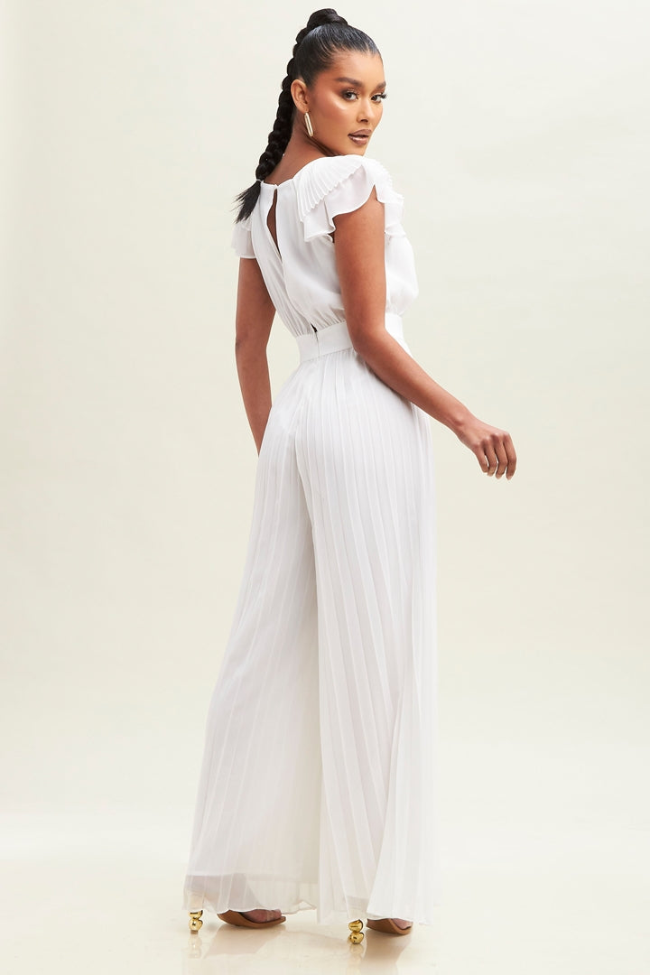 Pleated Chiffon Jumpsuit-JUMPSUIT