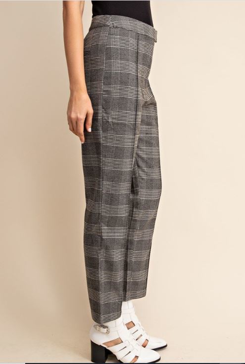 Plaid Trouser Pants In Black/Grey-PANTS