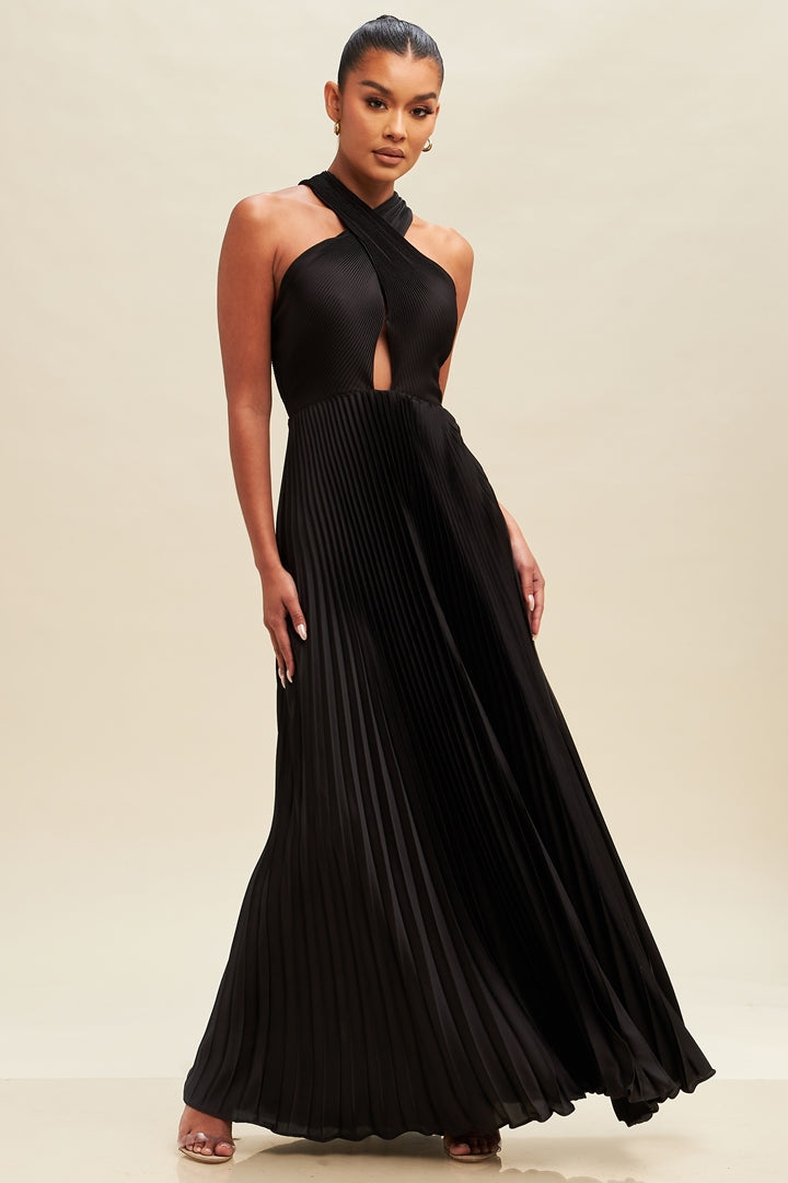 Long Dress Cross in the back Black / Large / LD10144