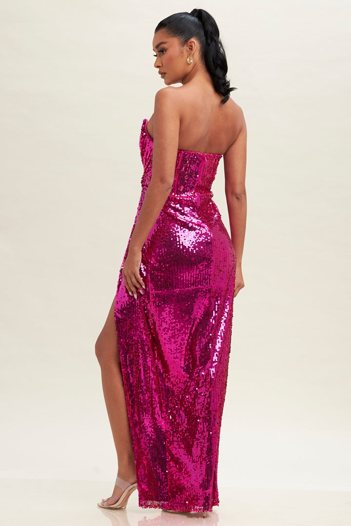 Cluster Sequin Pleated Elegance Dress