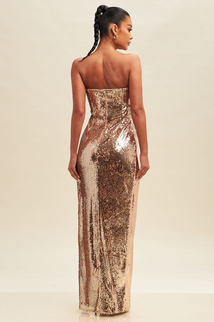 Cluster Sequin Pleated Elegance Dress