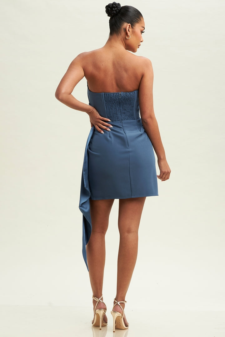 Playful Chic Contrast Drape Mini Dress-MINI DRESS