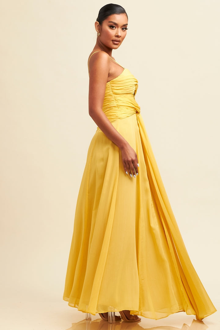 Lurex Shirred Maxi Gown-DRESS