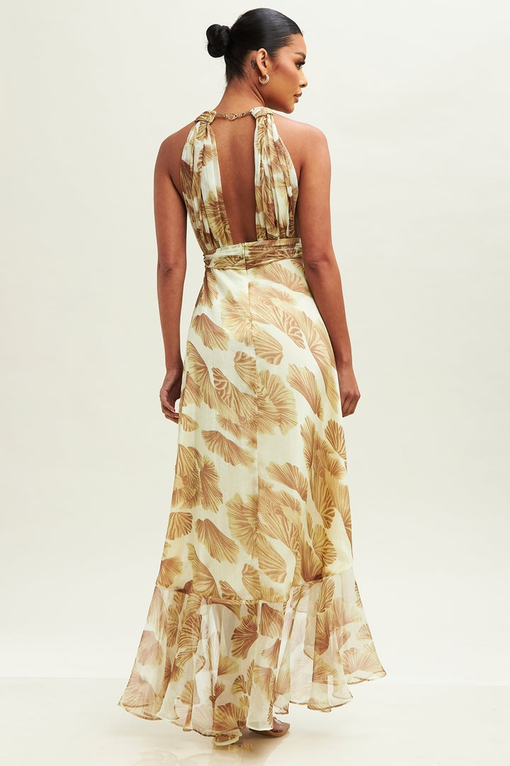 Palms Ruffle Maxi Trim Dress-