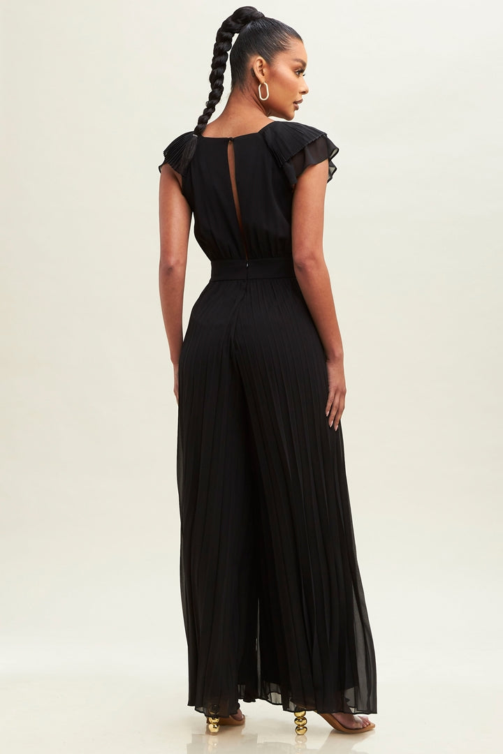 Pleated Chiffon Jumpsuit-JUMPSUIT