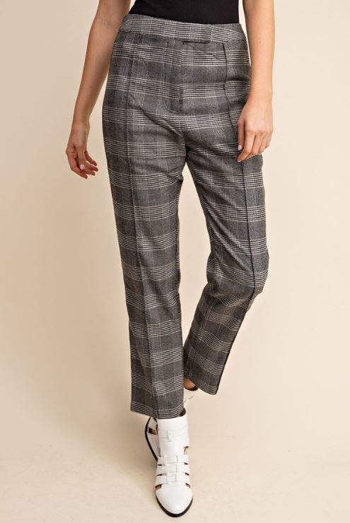 Plaid Trouser Pants In Black/Grey-PANTS