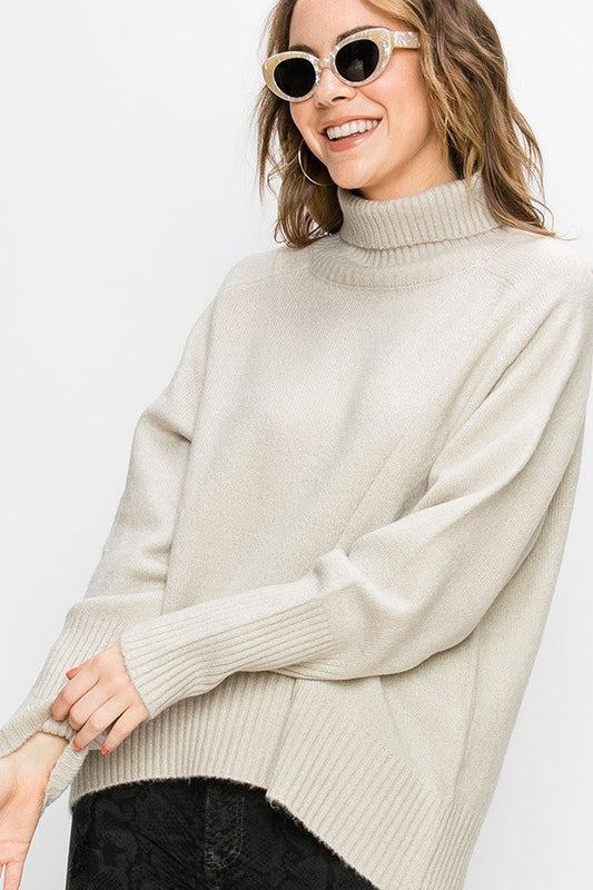 Oversized Sweater Top In Cool Grey
