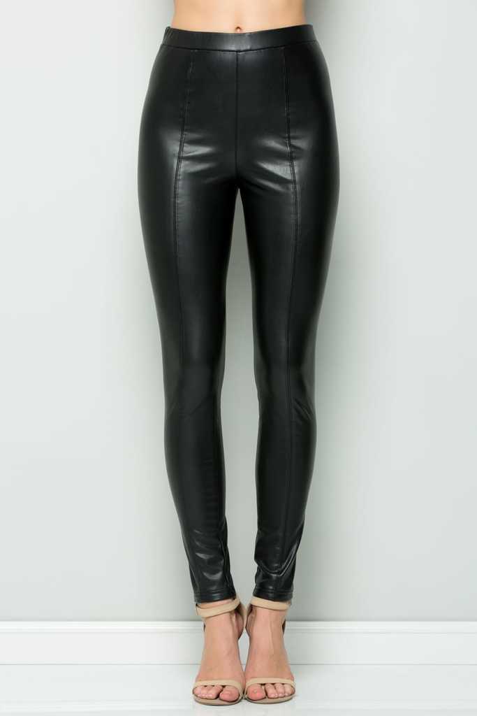 Faux Leather Leggings In Black