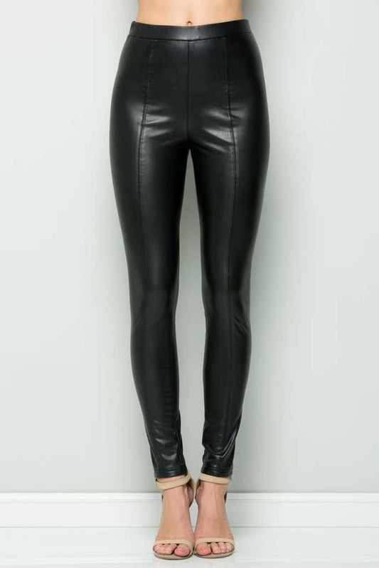 Faux Leather Leggings In Black-PANTS