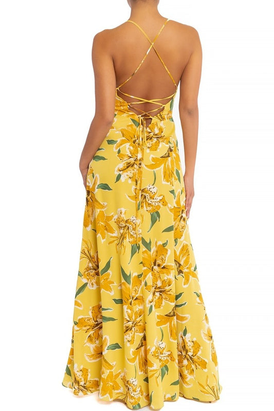 Paradise Lace-Up High-Low Maxi Dress-DRESS