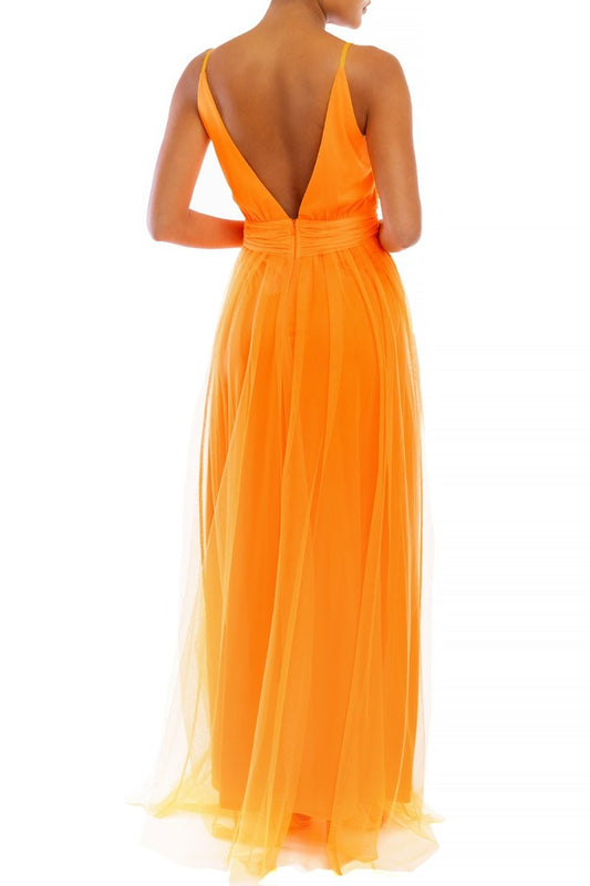Mesh Neon Citrus Maxi Dress-DRESS