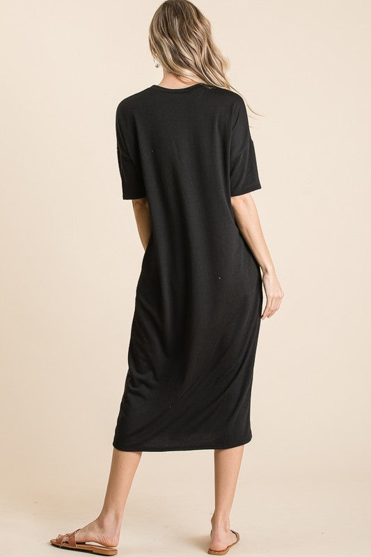 Casual Midi Dress in Black-DRESS