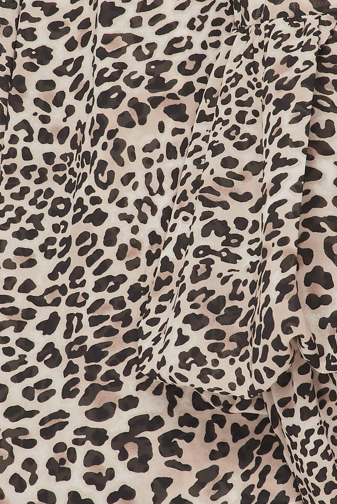 Off Shoulder Leopard Print Top in Grey