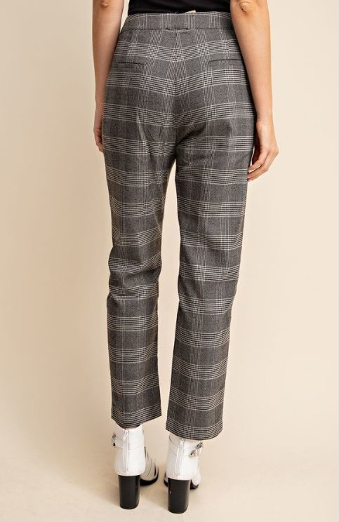 Plaid Trouser Pants In Black/Grey-PANTS